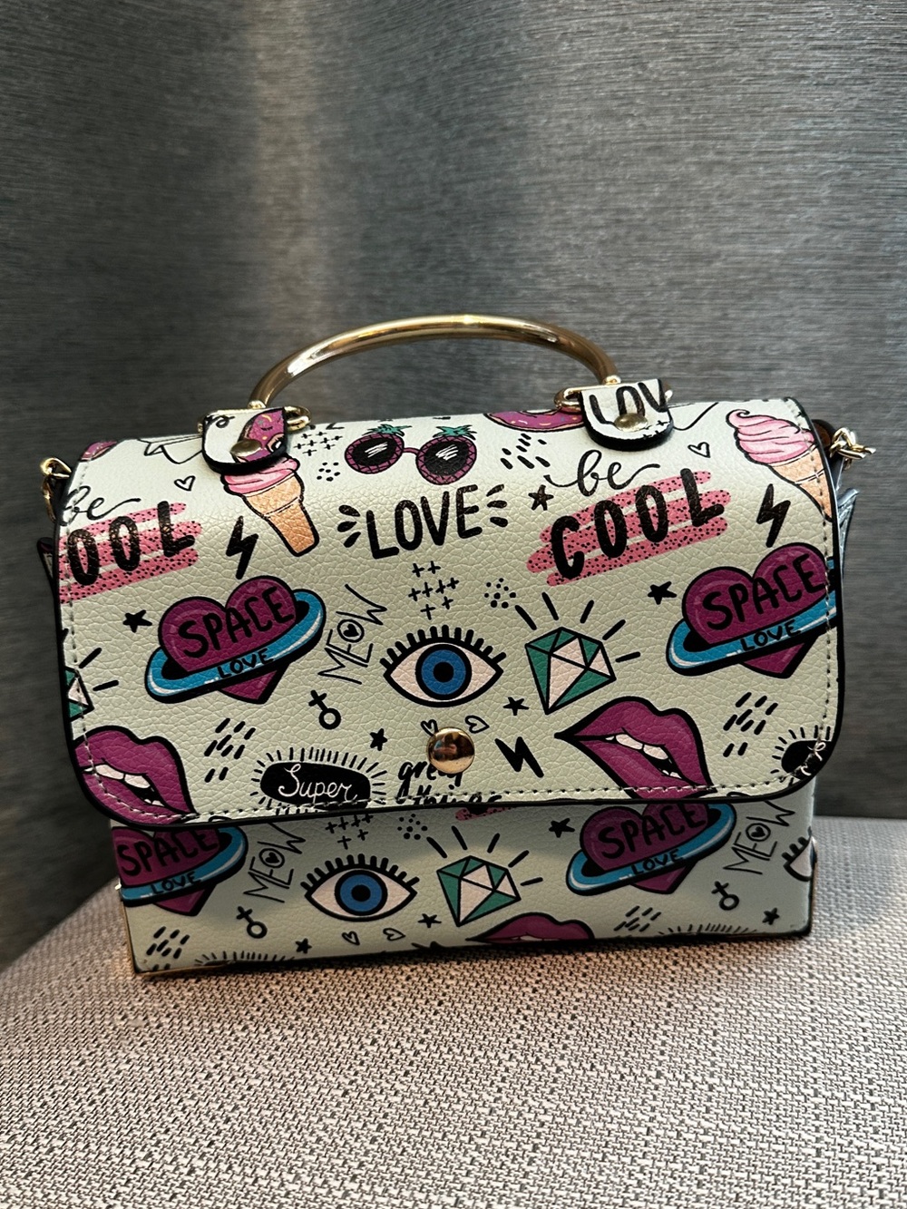 Graphic Print Top-Handle Bag Purse